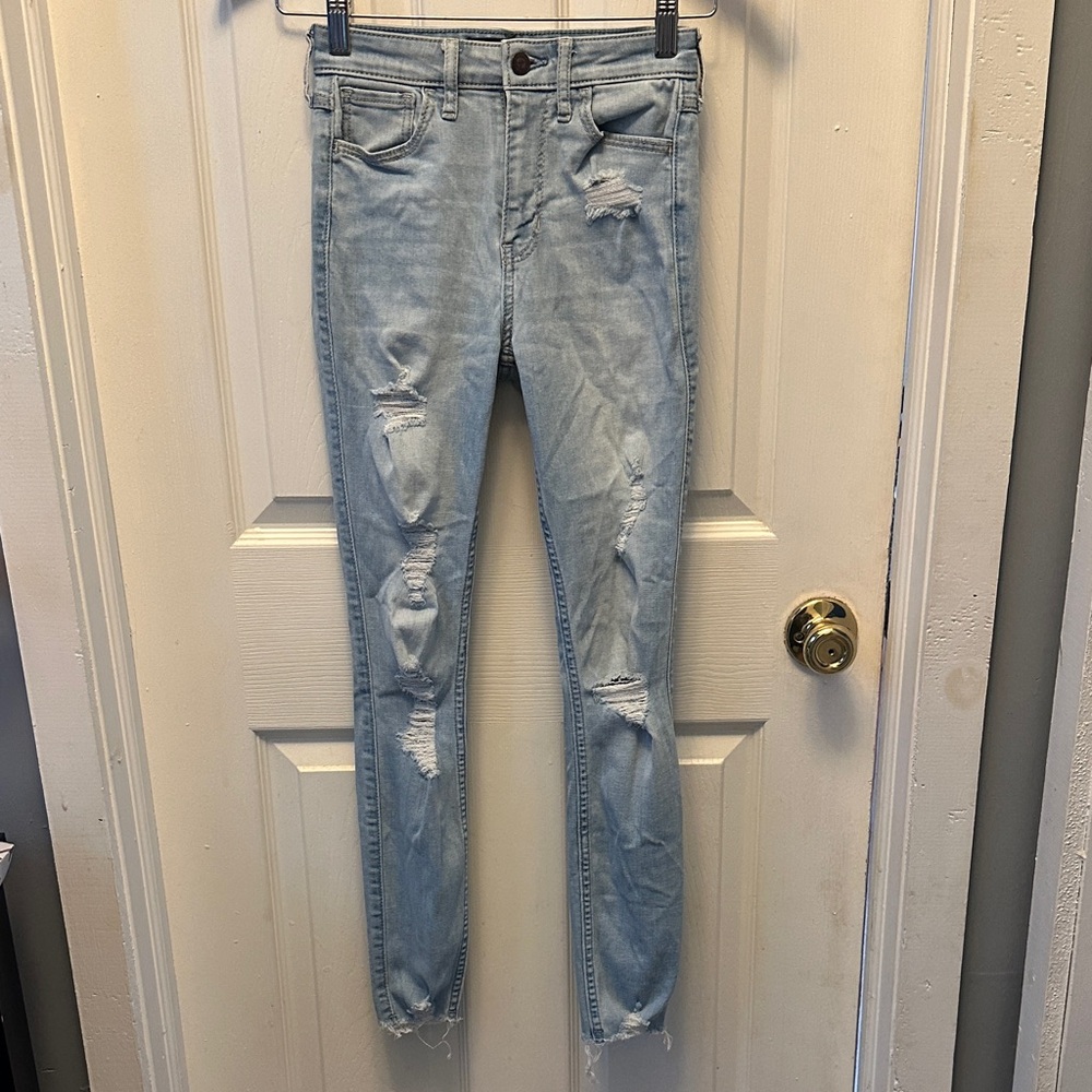 Hollister Light Wash Distressed Skinny Jeans
